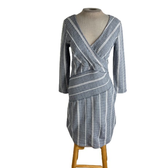 Maeve Anthropologie Knit Mini Dress Striped Blue White M Medium - Picture 2 of 7
